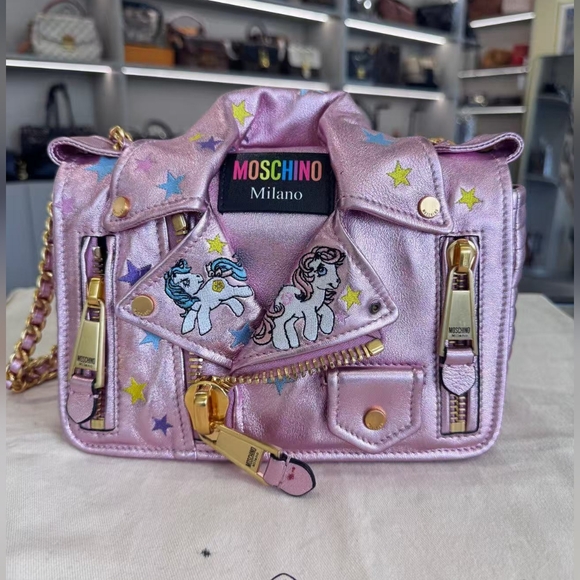 Moschino my little pony pink rare Limited Edition biker jacket purse - Picture 1 of 7